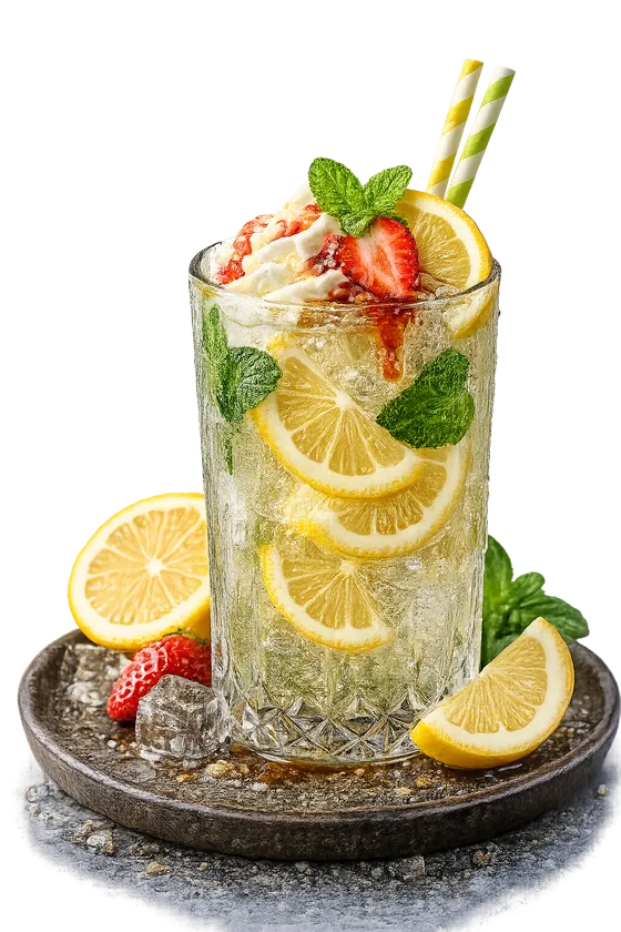 Garden lemonade with mint and strawberries